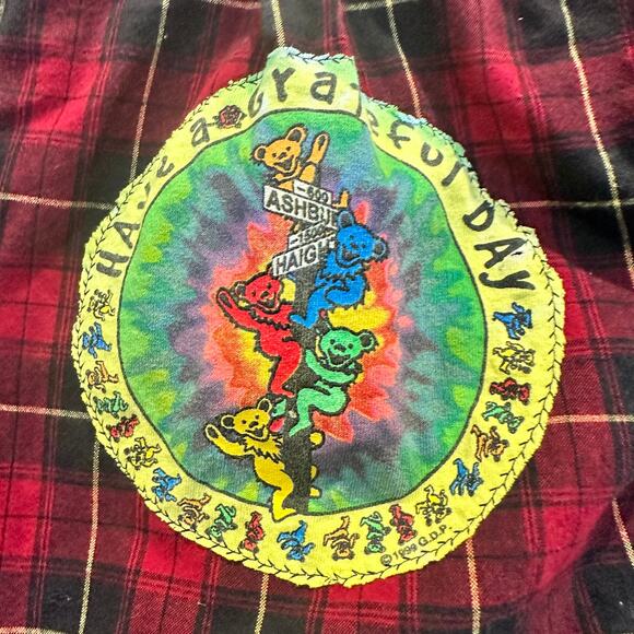 Grateful Dead Bears Toddler Plaid Flannel Button Down Shirt XL 18 Months Unique - Picture 2 of 4